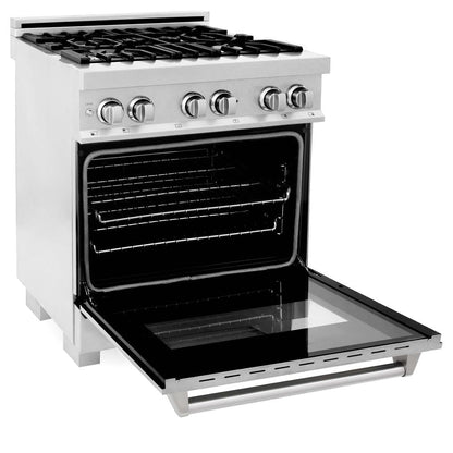 ZLINE 30 in. Kitchen Package with Satin Stainless Steel Dual Fuel Range and Convertible Vent Range Hood (2KP-RASSNRH30)