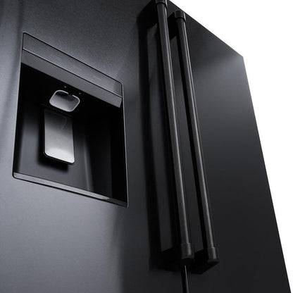 ZLINE 36 in. 28.9 cu. ft. Standard-Depth French Door External Water Dispenser Refrigerator with Dual Ice Maker in Fingerprint-Resistant Black Stainless Steel (RSM-W-36-BS)