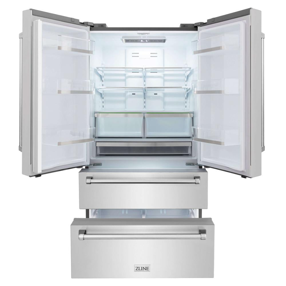 ZLINE Kitchen Package with Refrigerator, 30 in. Stainless Steel Rangetop, 30 in. Range Hood, 30 in. Single Wall Oven and 24 in. Tall Tub Dishwasher (5KPR-RTRH30-AWSDWV)