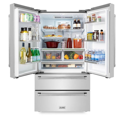 ZLINE Kitchen Package with Refrigerator, 30 in. Stainless Steel Gas Range, 30 in. Convertible Vent Range Hood and 24 in. Tall Tub Dishwasher (4KPR-SGRRH30-DWV)