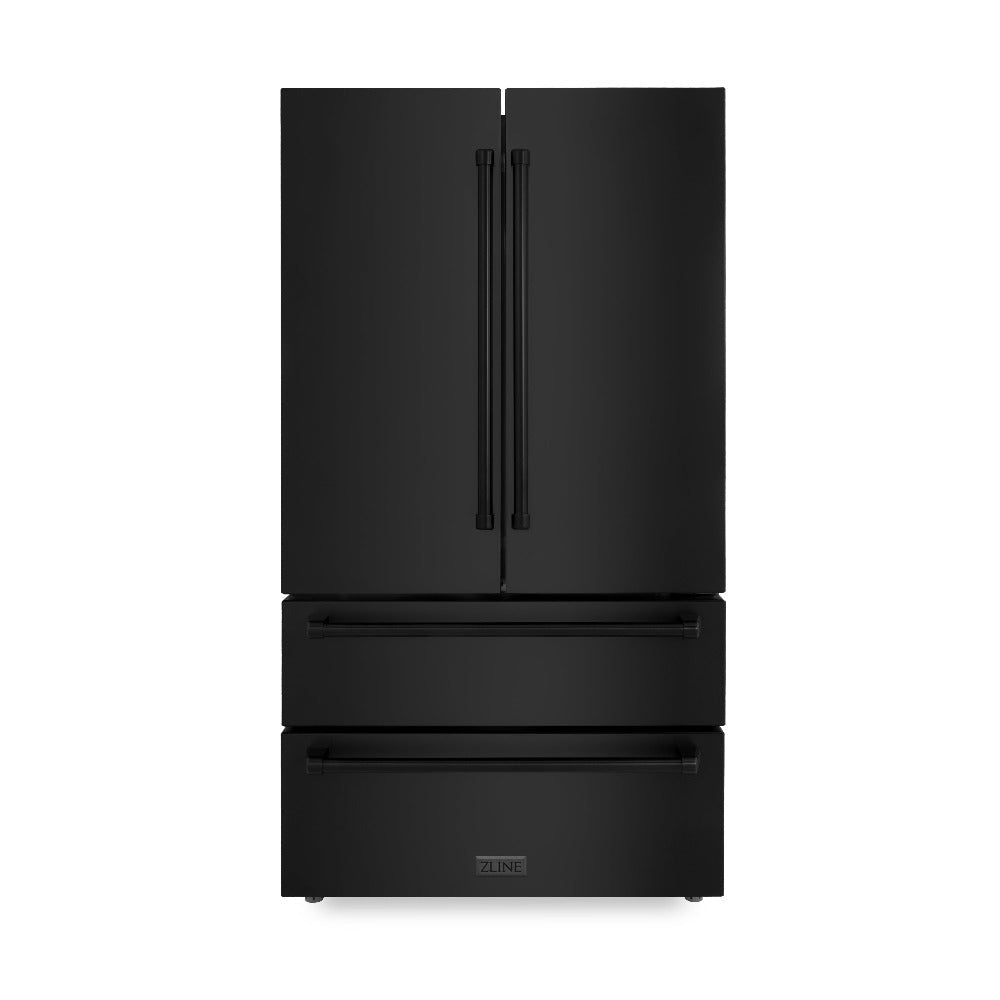 ZLINE Kitchen Package with Black Stainless Steel Refrigerator, 30 in. Dual Fuel Range, 30 in. Range Hood, Microwave Drawer, and 24 in. Tall Tub Dishwasher (5KPR-RABRH-MWDWV)