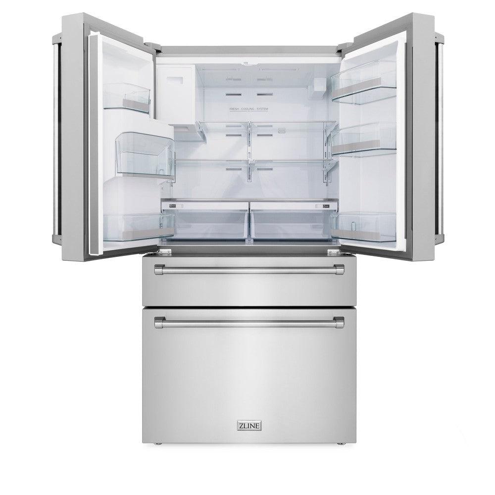 ZLINE 36 in. 21.6 cu. ft. Counter-Depth French Door Refrigerator with Water and Ice Dispenser in Fingerprint-Resistant Stainless Steel (RFM-W-36)