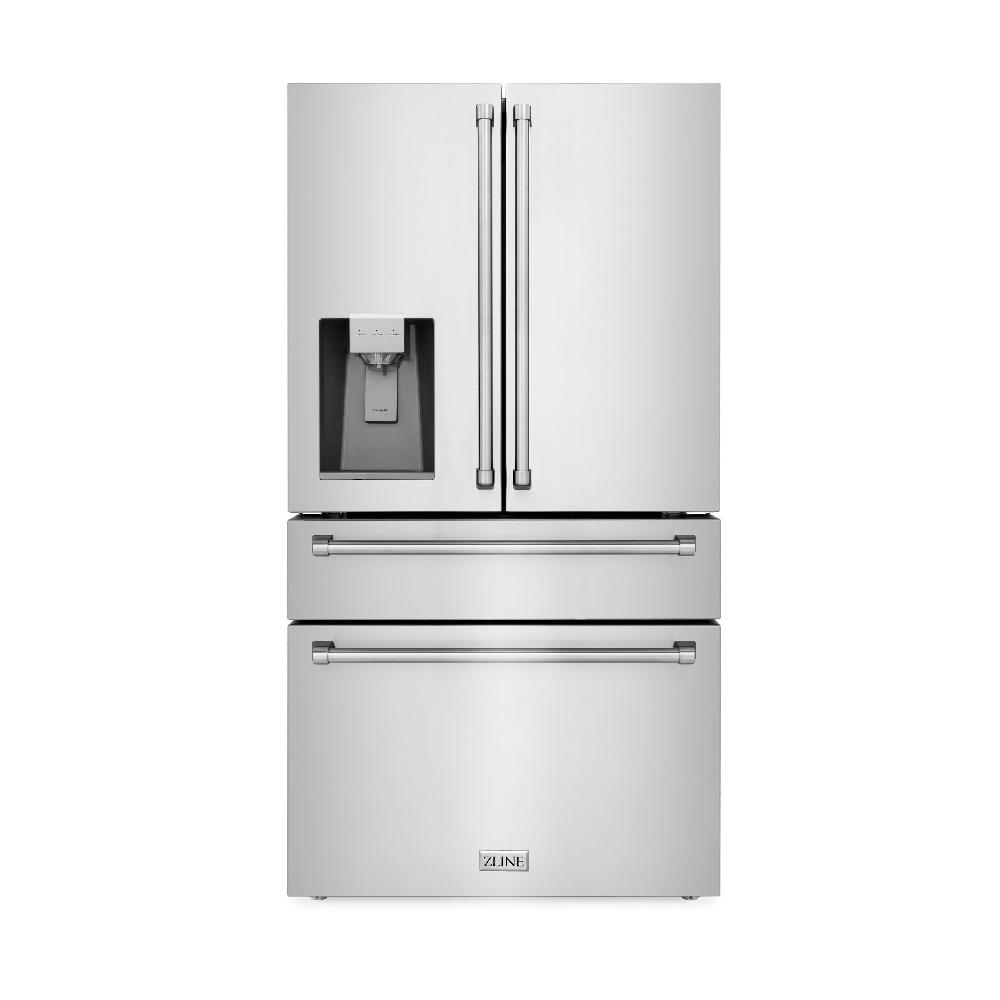 ZLINE Kitchen Package with Water and Ice Dispenser Refrigerator, 30 in. Gas Range, 30 in. Range Hood, Microwave Drawer, and 24 in. Tall Tub Dishwasher (5KPRW-SGRRH30-MWDWV)