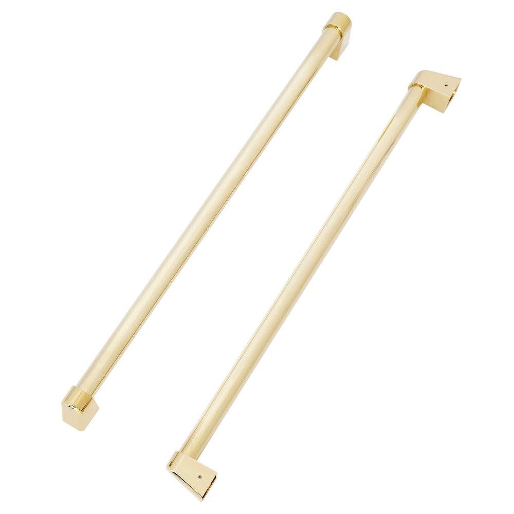 ZLINE Autograph Edition 36 in. 22.5 cu. ft. Counter-Depth French Door Refrigerator with Ice Maker in Fingerprint-Resistant Stainless Steel with Polished Gold Traditional Handles (RFMZ-36-G)