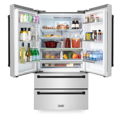ZLINE Autograph Edition 30 in. Kitchen Package with Stainless Steel Dual Fuel Range, Range Hood, Dishwasher and Refrigerator with Matte Black Accents (4KAPR-RARHDWM30-MB)