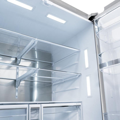 ZLINE 36 in. 28.9 cu. ft. Standard-Depth French Door External Water Dispenser Refrigerator with Dual Ice Maker in Fingerprint-Resistant Stainless Steel (RSM-W-36)