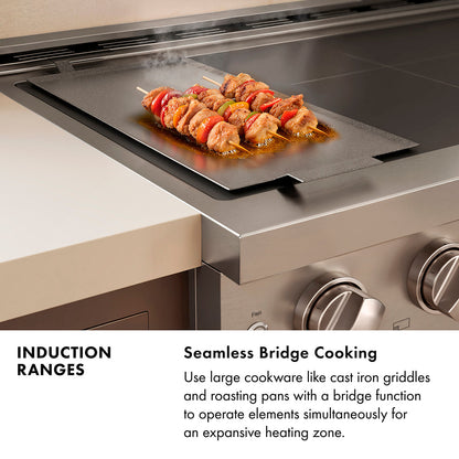 ZLINE Autograph Edition 36 in. 5.2 cu. ft. Paramount Induction Range with 5 Element Cooktop and Electric Convection Oven in Stainless Steel with Champagne Bronze Helix Handle and Knob Accents (SINRZ-36-KCB)