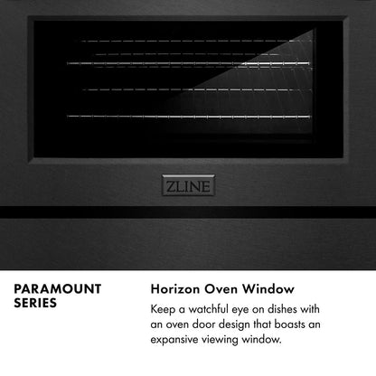 ZLINE Autograph Edition 30 in. 4.2 cu. ft. Paramount Dual Fuel Range with 4 Burner Gas Cooktop and Electric Convection Oven in Black Satin Stainless Steel with Champagne Bronze Accents (SDRBSZ-30-CB)