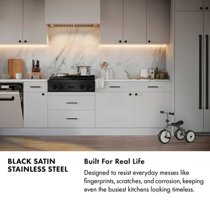 ZLINE Autograph Edition 30 in. Paramount Gas Rangetop with 4 Burner DuoPro™ Cooktop in Black Satin Stainless Steel and Polished Gold Accents (PSRTBSZ-30-G)