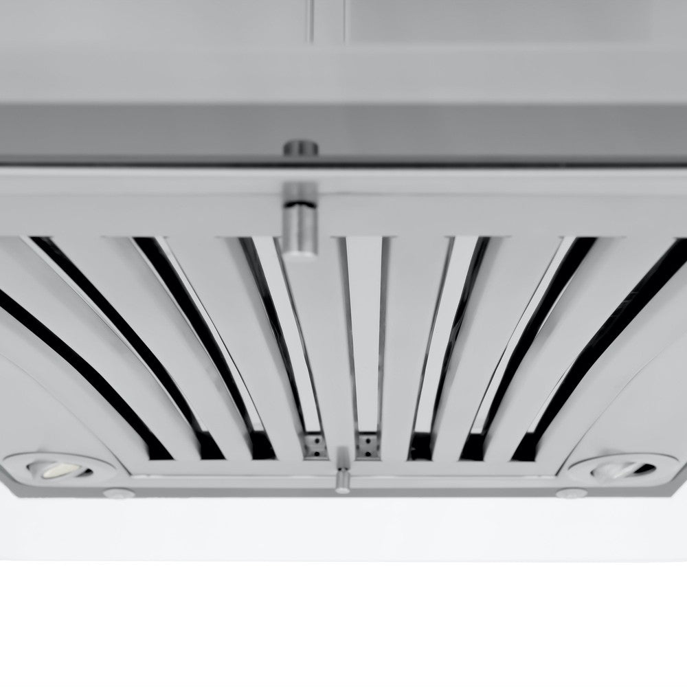 ZLINE 36 in. CrownSound™ Ducted Vent Island Mount Range Hood in Stainless Steel and Glass with Built-in Bluetooth Speakers (GL9iCRN-BT-36)