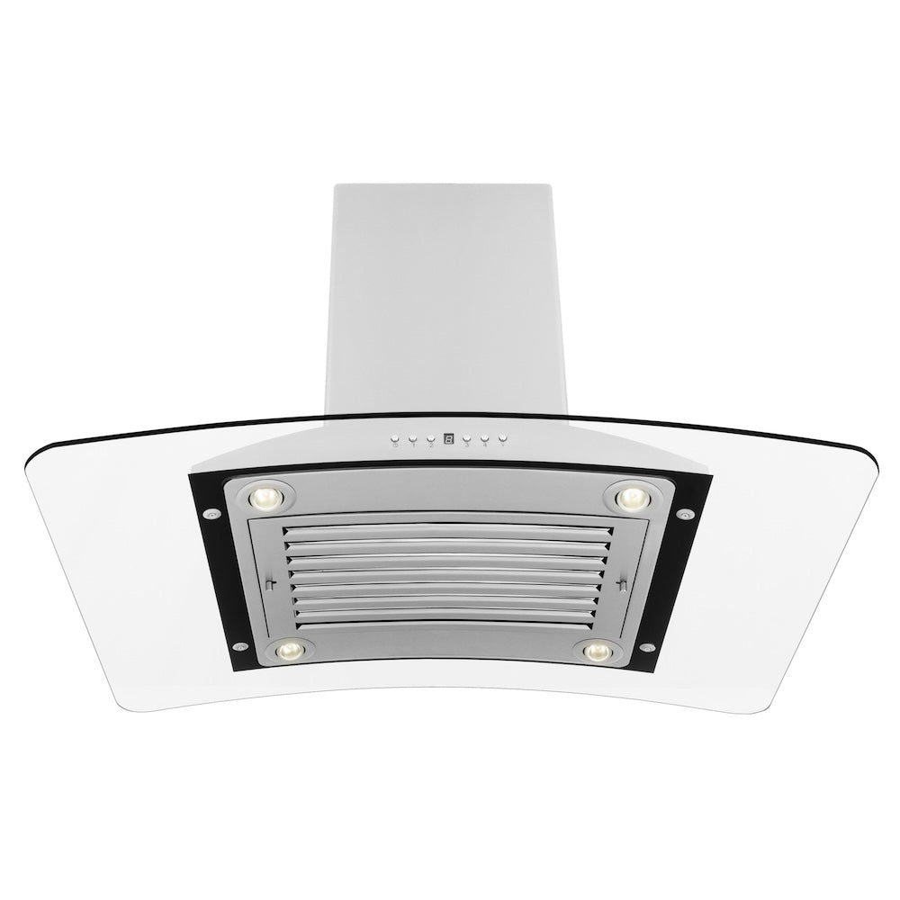 ZLINE 36 in. Convertible Vent Island Mount Range Hood in Stainless Steel and Glass (GL9i-36)