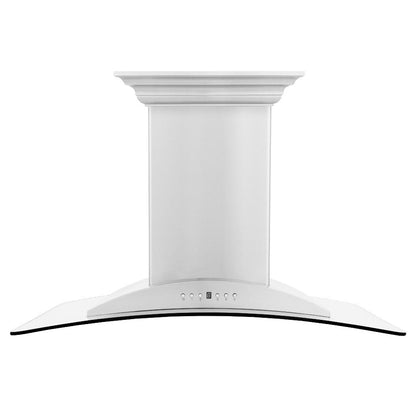ZLINE 36 in. CrownSound™ Ducted Vent Island Mount Range Hood in Stainless Steel and Glass with Built-in Bluetooth Speakers (GL9iCRN-BT-36)