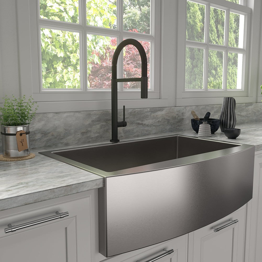 ZLINE Autograph Edition Incline Pull Down Single Handle Kitchen Faucet in Matte Black (INC-KF-MB)