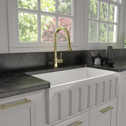 ZLINE Autograph Edition Monet Pull Down Single Handle Kitchen Faucet in Polished Gold (MON-KF-PG)