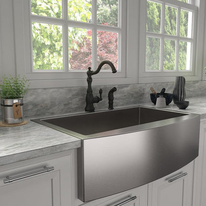 ZLINE Autograph Edition Rembrandt Single Handle Kitchen Faucet and Side Sprayer in Matte Black (REM-KF-MB)