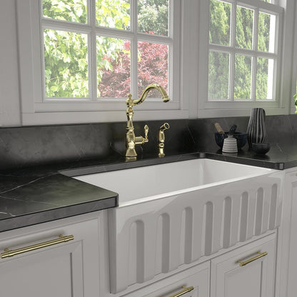 ZLINE Autograph Edition Rembrandt Single Handle Kitchen Faucet and Side Sprayer in Polished Gold (REM-KF-PG)