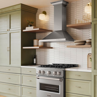 ZLINE 30 in. Convertible Vent Wall Mount Range Hood in Stainless Steel with Crown Molding (KBCRN-30)