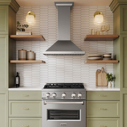 ZLINE 30 in. Convertible Vent Wall Mount Range Hood in Stainless Steel with Crown Molding (KBCRN-30)
