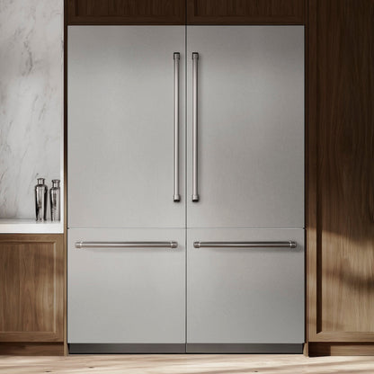 ZLINE 60 in. 32.2 cu. ft. French Door Built-In Bottom Freezer Refrigerator with Water Dispensers and Ice Makers in Satin Stainless Steel with Graphite Gray Interior (GRBIV-SN-60)