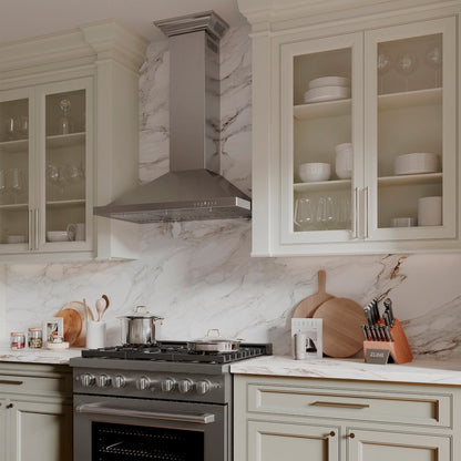 ZLINE 36 in. Convertible Vent Wall Mount Range Hood in Stainless Steel with Crown Molding (KBCRN-36)