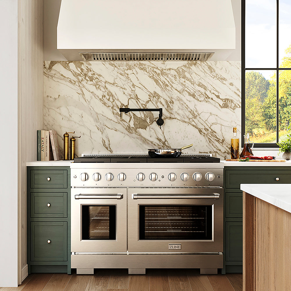 ZLINE 48 in. 6.7 cu. ft. Paramount Dual Fuel Range with 8 Burner DuoPro™ Cooktop and Dual Ovens in Stainless Steel (PSDR48)