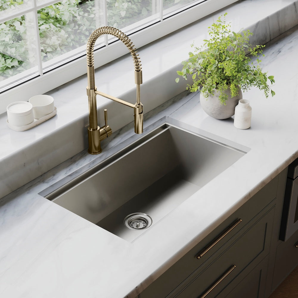 ZLINE Autograph Edition Sierra Pull Down Spring Single Handle Kitchen Faucet in Champagne Bronze (SRA-KF-CB)