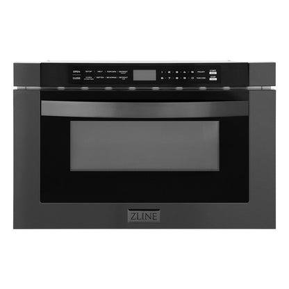 ZLINE 48 in. Kitchen Package with Black Stainless Steel Dual Fuel Range, Range Hood, Microwave Drawer and Dishwasher (4KP-RABRH48-MWDW)