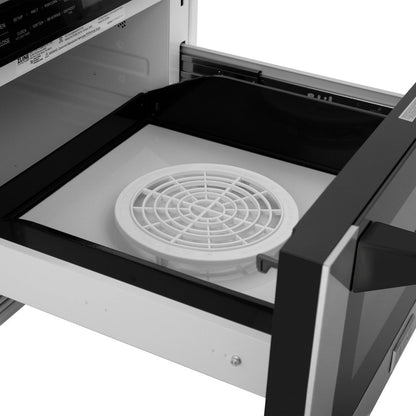ZLINE Autograph Edition 24 in. 1.2 cu. ft. Built-in Microwave Drawer with a Traditional Handle in Stainless Steel and Matte Black Accents (MWDZ-1-H-MB)