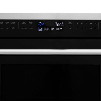 ZLINE Stainless Steel 30 in. Built-in Convection Microwave Oven and 30 in. Single Wall Oven with Self Clean (2KP-MW30-AWS30)