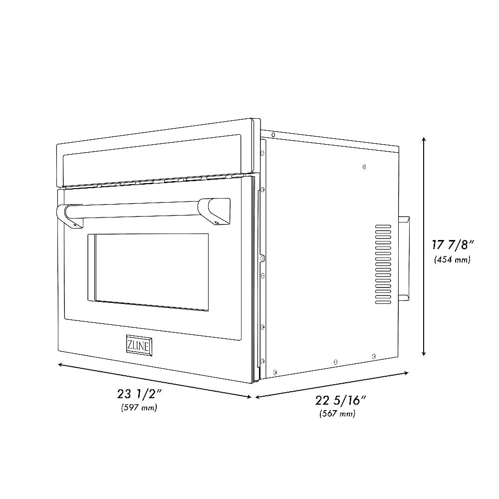 ZLINE Autograph Edition 24 in. 1.6 cu ft. Built-in Convection Microwave Oven in Black Stainless Steel with Polished Gold Accents (MWOZ-24-BS-G)