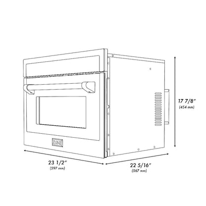 ZLINE Autograph Edition 24 in. 1.6 cu ft. Built-in Convection Microwave Oven in Black Stainless Steel with Polished Gold Accents (MWOZ-24-BS-G)