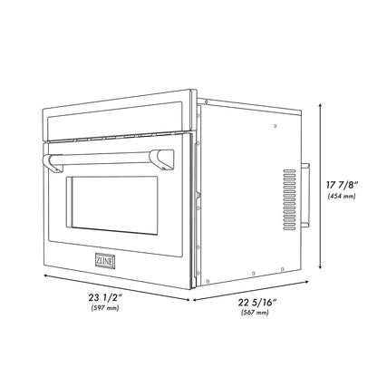 ZLINE Autograph Edition 24 in. 1.6 cu ft. Built-in Convection Microwave Oven in Black Stainless Steel and Polished Gold Helix Handle (MWOZ-24-BS-KG)
