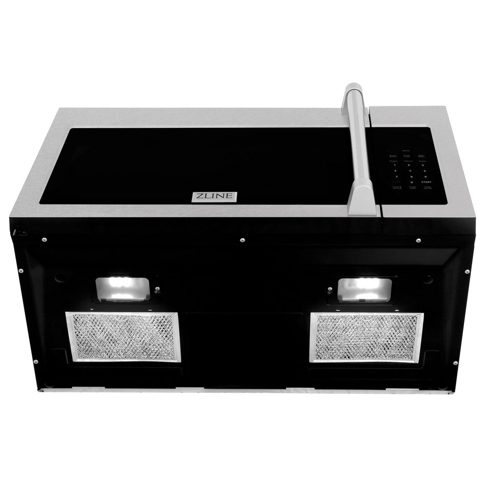 ZLINE Kitchen Package with 30 in. Satin Stainless Steel Rangetop and 30 in. Over The Range Microwave with Modern Handle (2KP-RTSOTR30)
