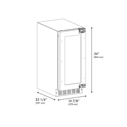 ZLINE Autograph Edition 15 in. Touchstone Gourmet Ice Maker with Drain Pump and Panel Ready Door with Polished Gold Handle (IGMDPZ-15-G)