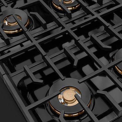 ZLINE Autograph Edition 30 in. Paramount Gas Rangetop with 4 Burner DuoPro™ Cooktop in Black Stainless Steel and Polished Gold Accents (PSRTBZ-30-G)