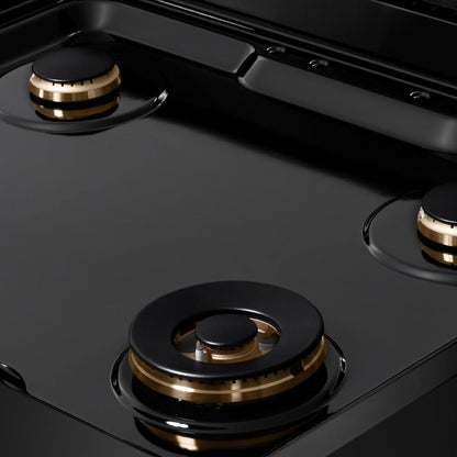 ZLINE Autograph Edition 30 in. Paramount Gas Rangetop with 4 Burners and Porcelain Cooktop in Black Stainless Steel with Polished Gold Accents (SRTBZ-30-G)