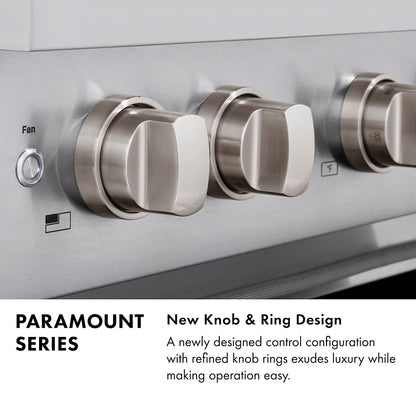 ZLINE Autograph Edition 36 in. 5.2 cu. ft. Paramount Dual Fuel Range with 6 Burner Gas Cooktop and Electric Convection Oven in Black Stainless Steel with Polished Gold Helix Handle and Knob Accents (SDRBZ-36-KG)