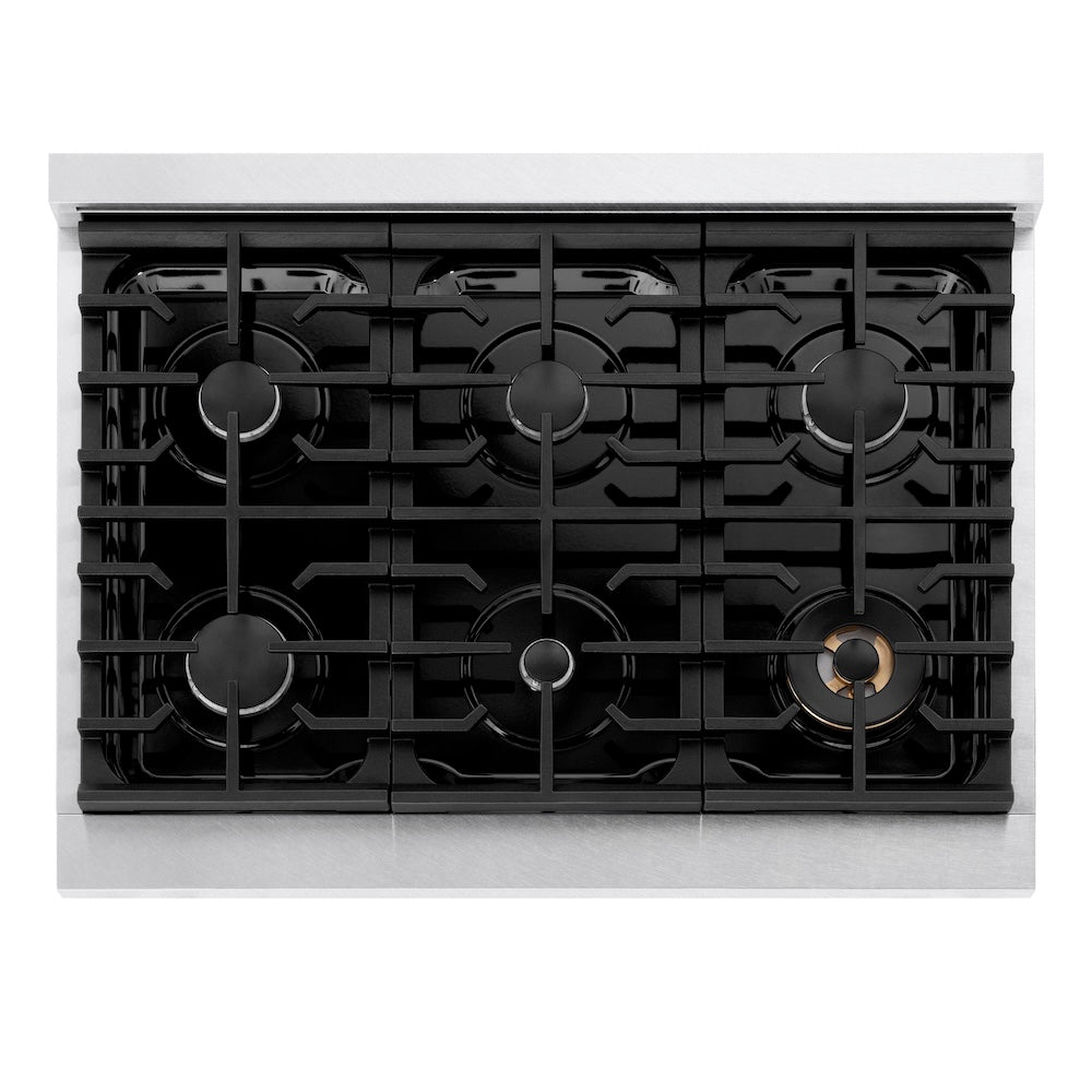 ZLINE 36 in. Paramount Gas Rangetop with 6 Burners and Porcelain Cooktop in Satin Stainless Steel (SRTS-36)