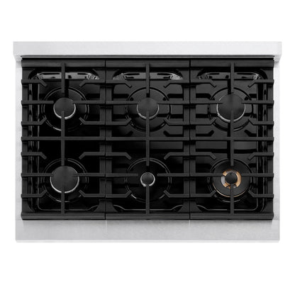 ZLINE 36 in. Paramount Gas Rangetop with 6 Burners and Porcelain Cooktop in Satin Stainless Steel (SRTS-36)