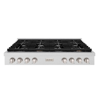ZLINE 48 in. Paramount Gas Rangetop with 8 Burners and Porcelain Cooktop in Satin Stainless Steel (SRTS-48)