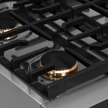 ZLINE Autograph Edition 30 in. Paramount Gas Rangetop with 4 Burners and Porcelain Cooktop in Stainless Steel with Champagne Bronze Accents (SRTZ-30-CB)