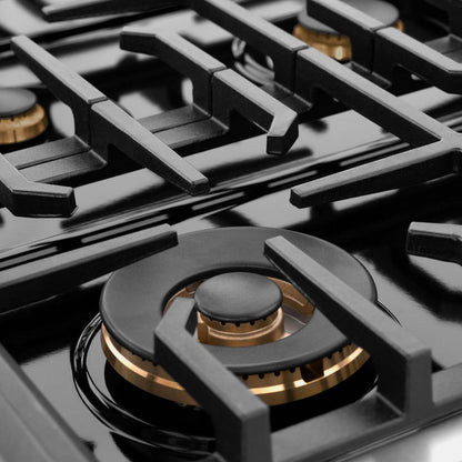 ZLINE Autograph Edition 36 in. Paramount Gas Rangetop with 6 Burners and Porcelain Cooktop in Stainless Steel with Polished Gold Accents (SRTZ-36-G)