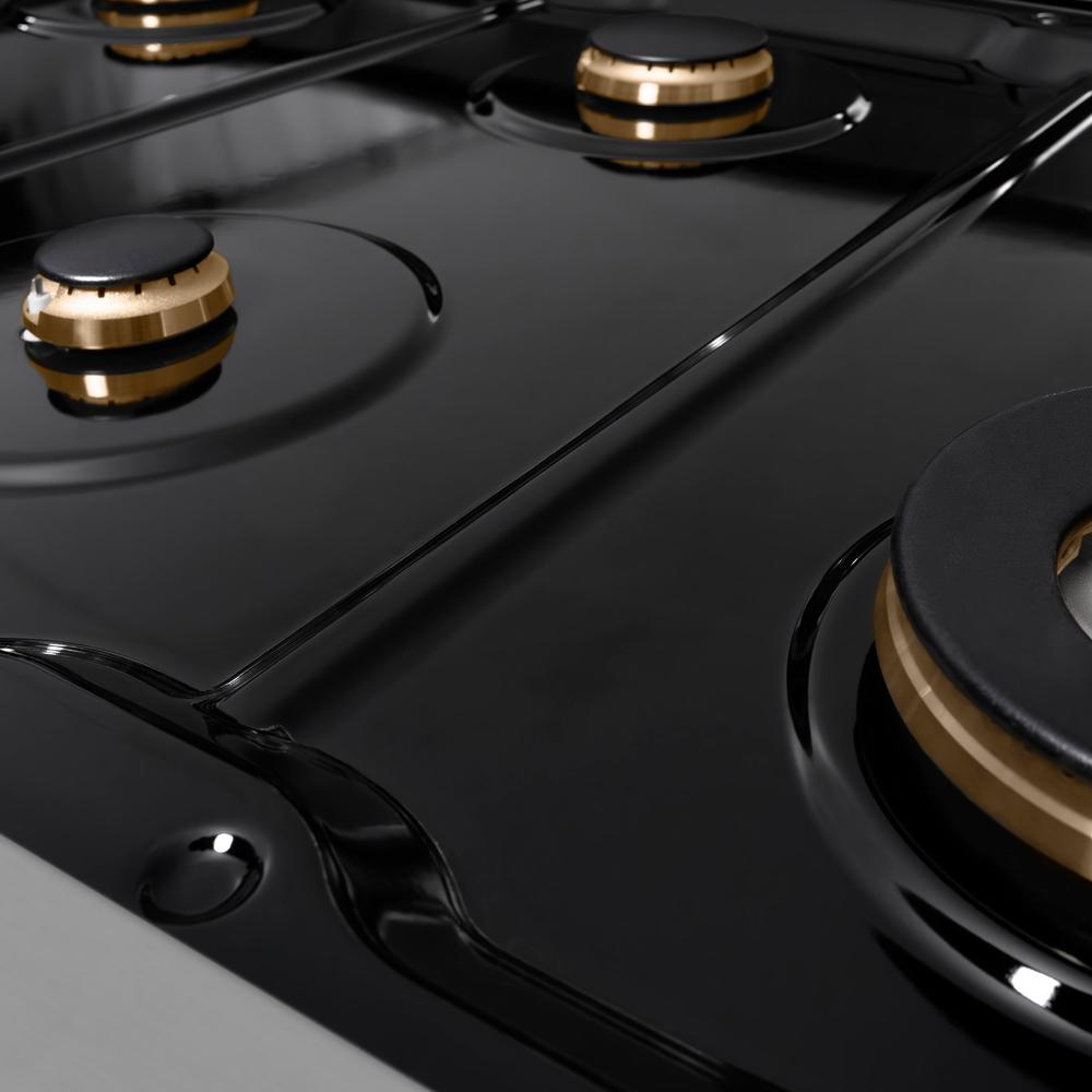 ZLINE Autograph Edition 48 in. Paramount Gas Rangetop with 8 Burners and Porcelain Cooktop in Stainless Steel with Matte Black Accents (SRTZ-48-MB)