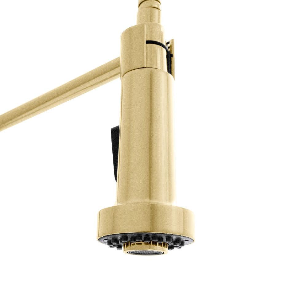 ZLINE Autograph Edition Apollo Pull Down Spring Single Handle Kitchen Faucet in Polished Gold (APL-KF-PG)