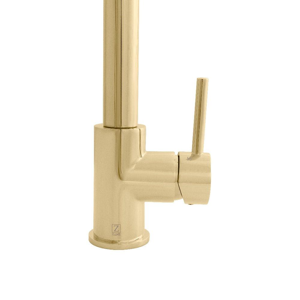 ZLINE Autograph Edition Apollo Pull Down Spring Single Handle Kitchen Faucet in Polished Gold (APL-KF-PG)