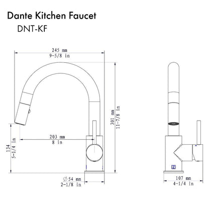 ZLINE Autograph Edition Dante Pull Down Single Handle Kitchen Faucet in Polished Gold (DNT-KF-PG)