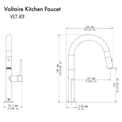 ZLINE Autograph Edition Voltaire Pull Down Single Handle Kitchen Faucet in Polished Gold (VLT-KF-PG)