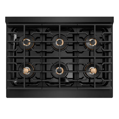 ZLINE 36 in. 5.2 cu. ft. Paramount Dual Fuel Range with 6 Burner DuoPro™ Cooktop and Electric Convection Oven in Black Stainless Steel (PSDRB-36)