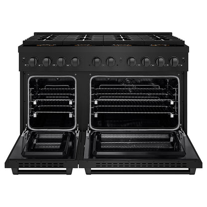 ZLINE 48 in. 6.7 cu. ft. Paramount Dual Fuel Range with 8 Burner DuoPro™ Cooktop and Dual Ovens in Black Stainless Steel (PSDRB-48)
