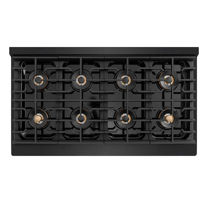 ZLINE Autograph Edition 48 in. 6.7 cu. ft. Paramount Dual Fuel Range with 8 Burner DuoPro™ Cooktop and Dual Ovens in Black Stainless Steel and Polished Gold Accents (PSDRBZ-48-G)